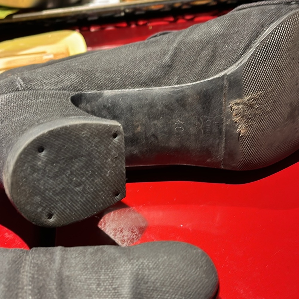 Black hand dyed canvas booties - Picture 9 of 11
